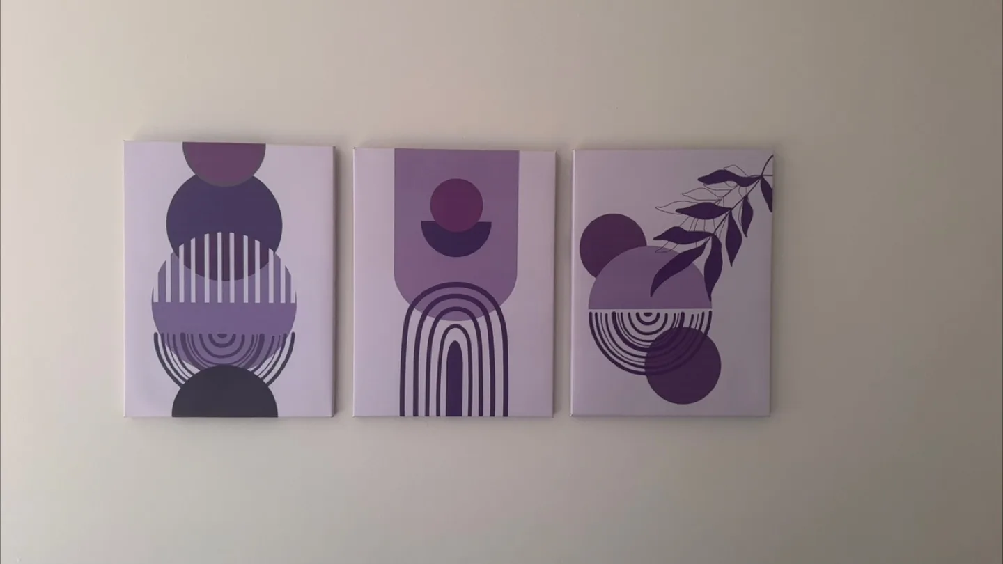 Set of 3 Purple Geometric Wall Art Prints thumbnail