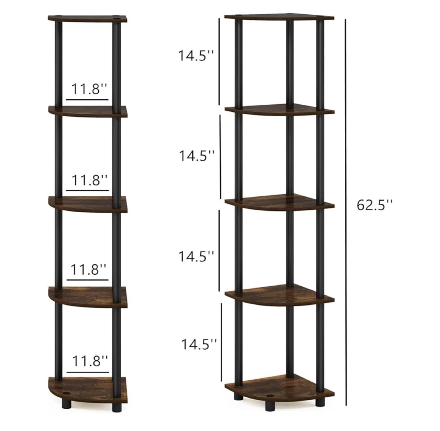 5-Tier Corner Shelf, Rustic Brown - photo 2