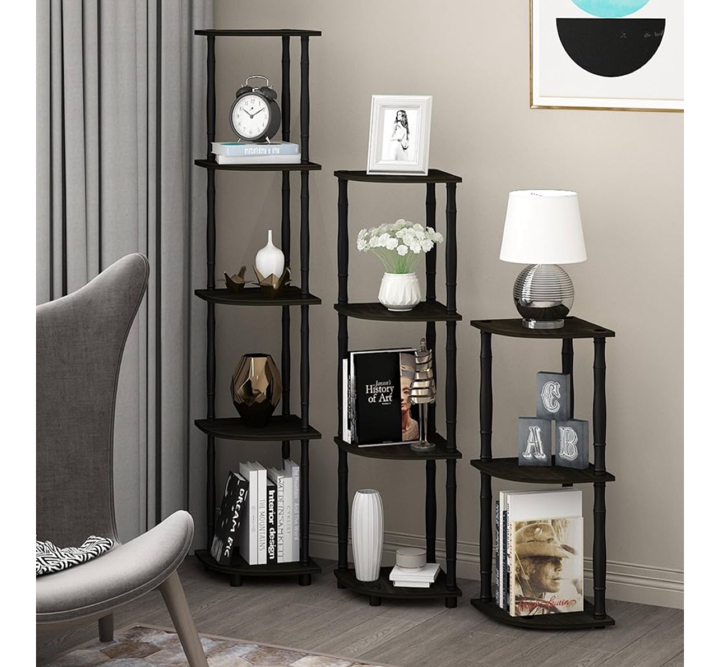 5-Tier Corner Shelf, Rustic Brown - photo 3