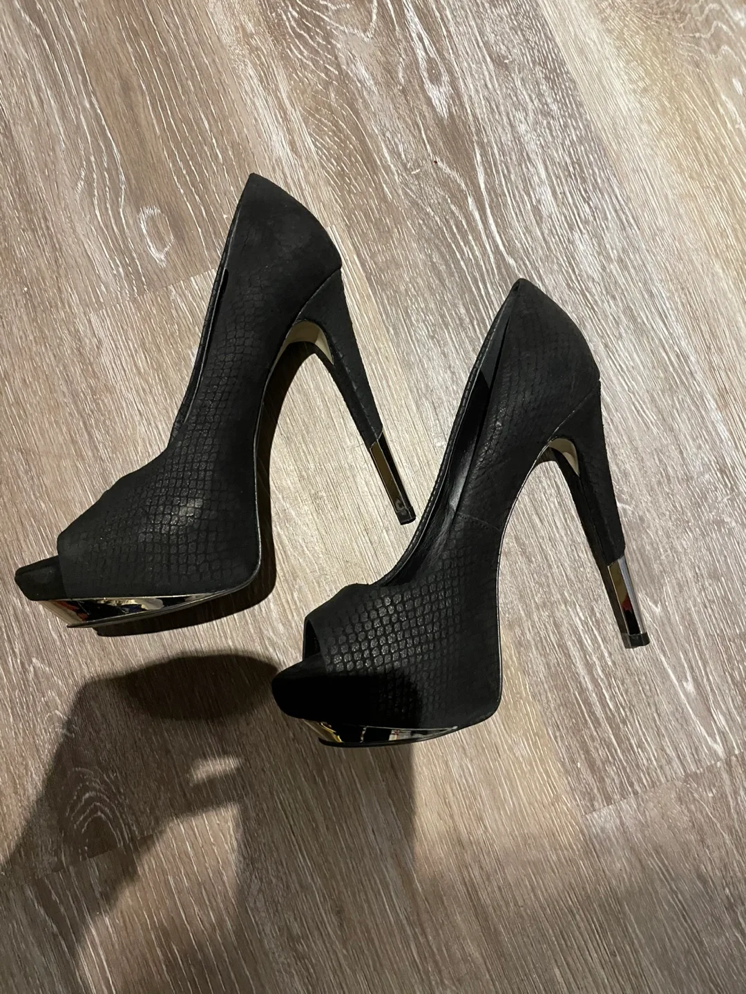 Boutique 9 Black Peep Toe Heels - Size 6 thumbnail