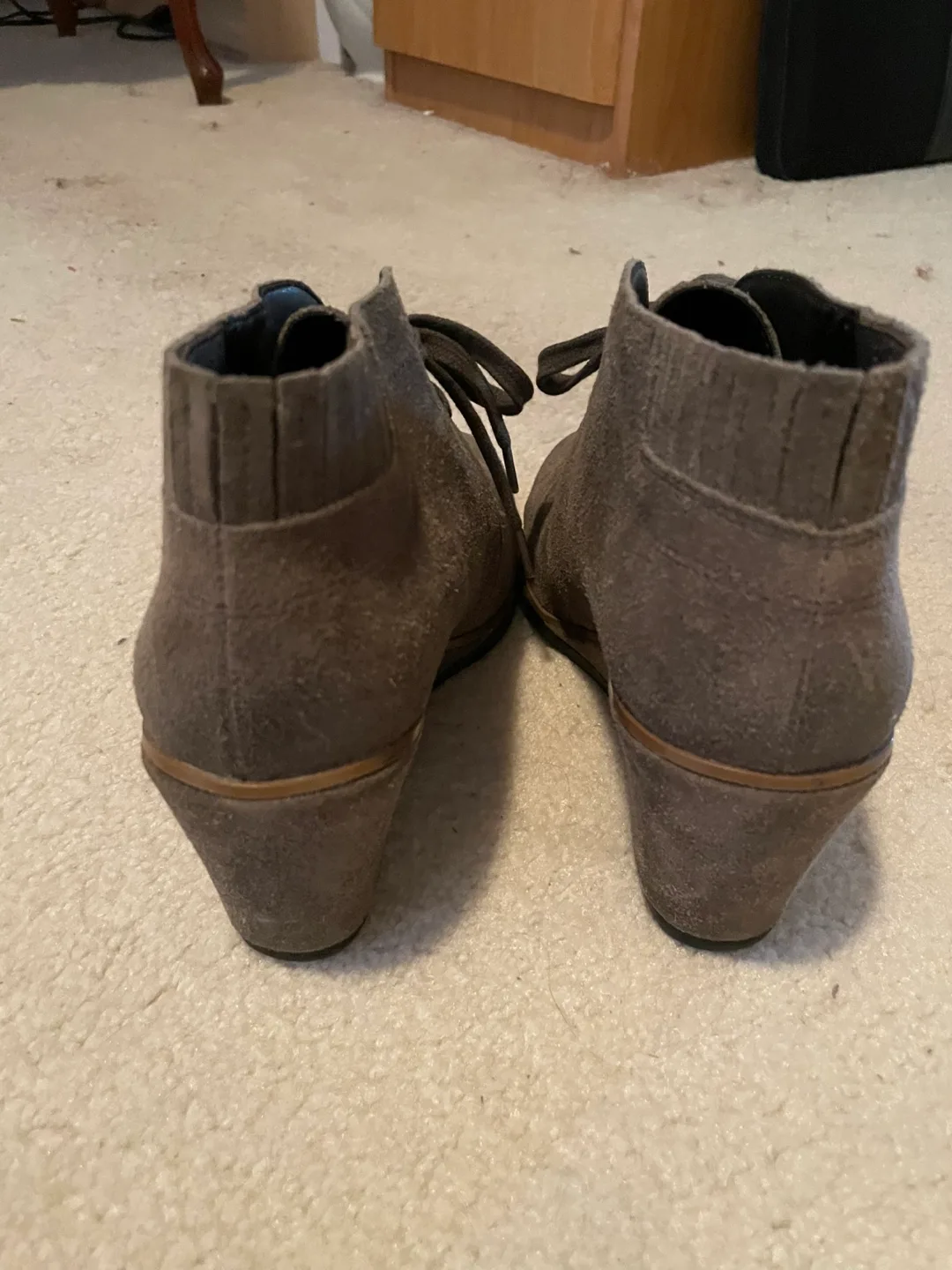 Grey Suede Wedge Ankle Booties image indicator(3)