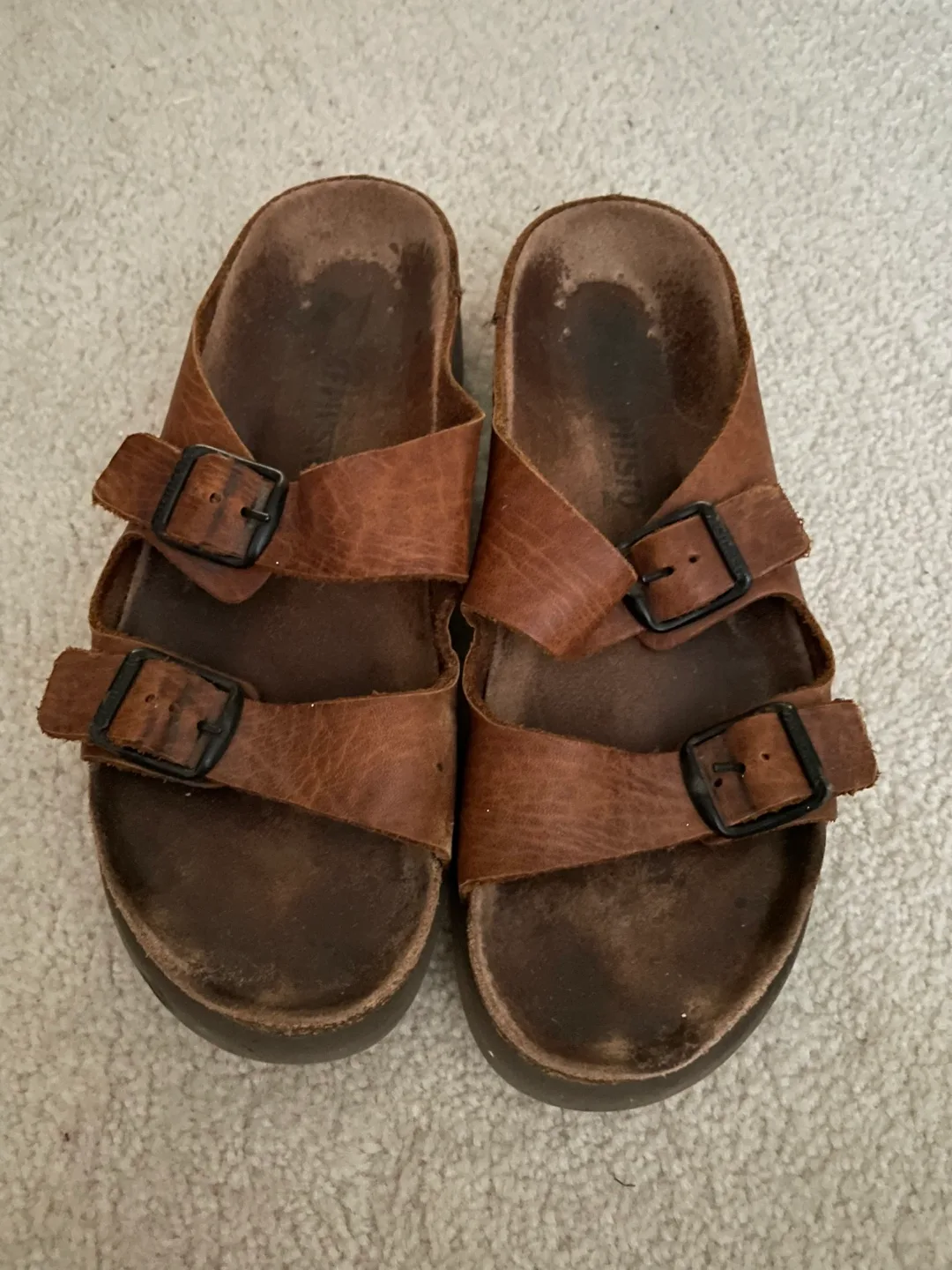 Mephisto Helen Brown Leather Sandals thumbnail