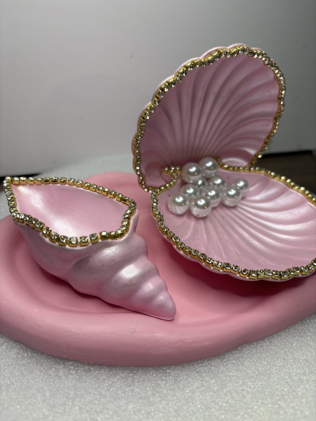 handmade pink seashell tray & trinket set - photo 3