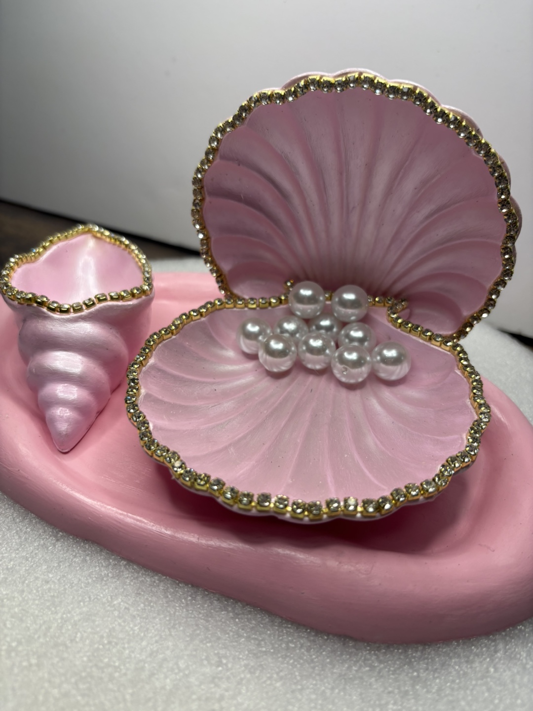 handmade pink seashell tray & trinket set - photo 4