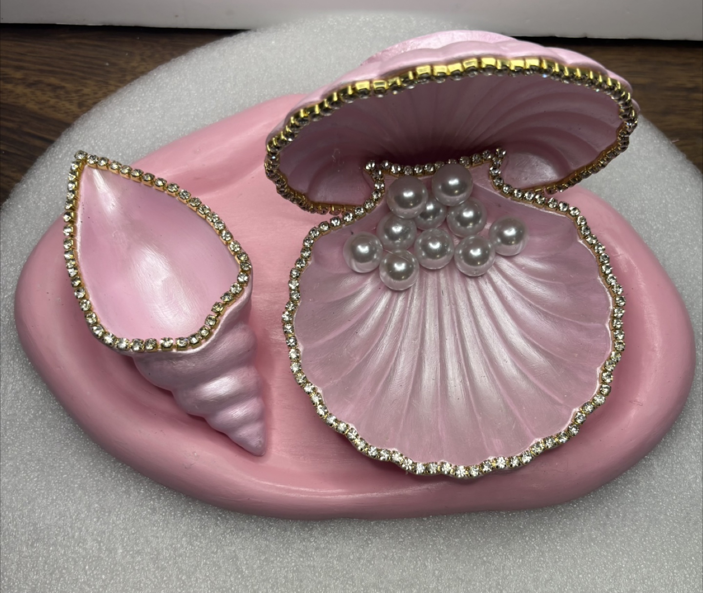 handmade pink seashell tray & trinket set - photo 2