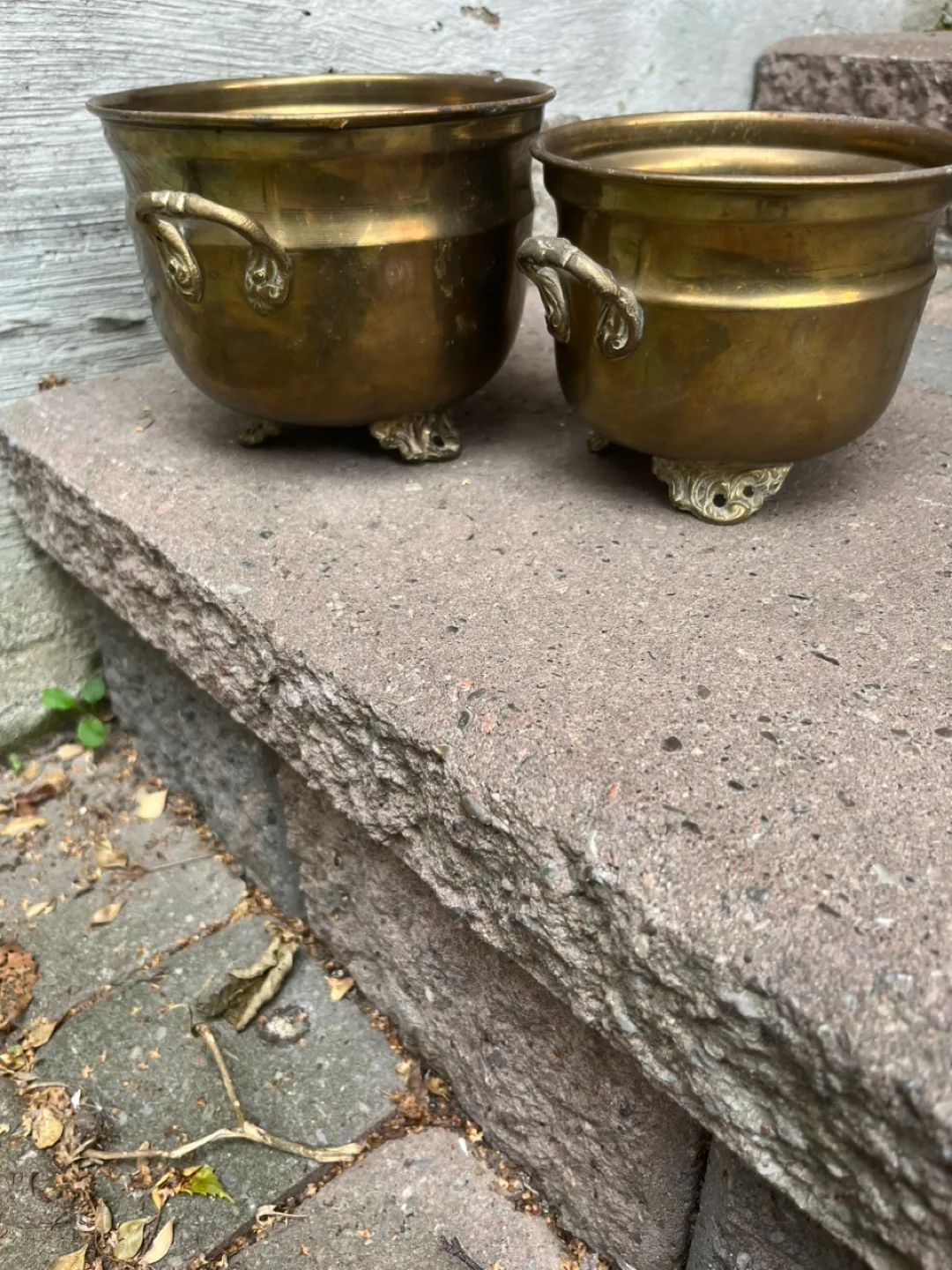 Vintage Brass Planters - Set of 2 thumbnail