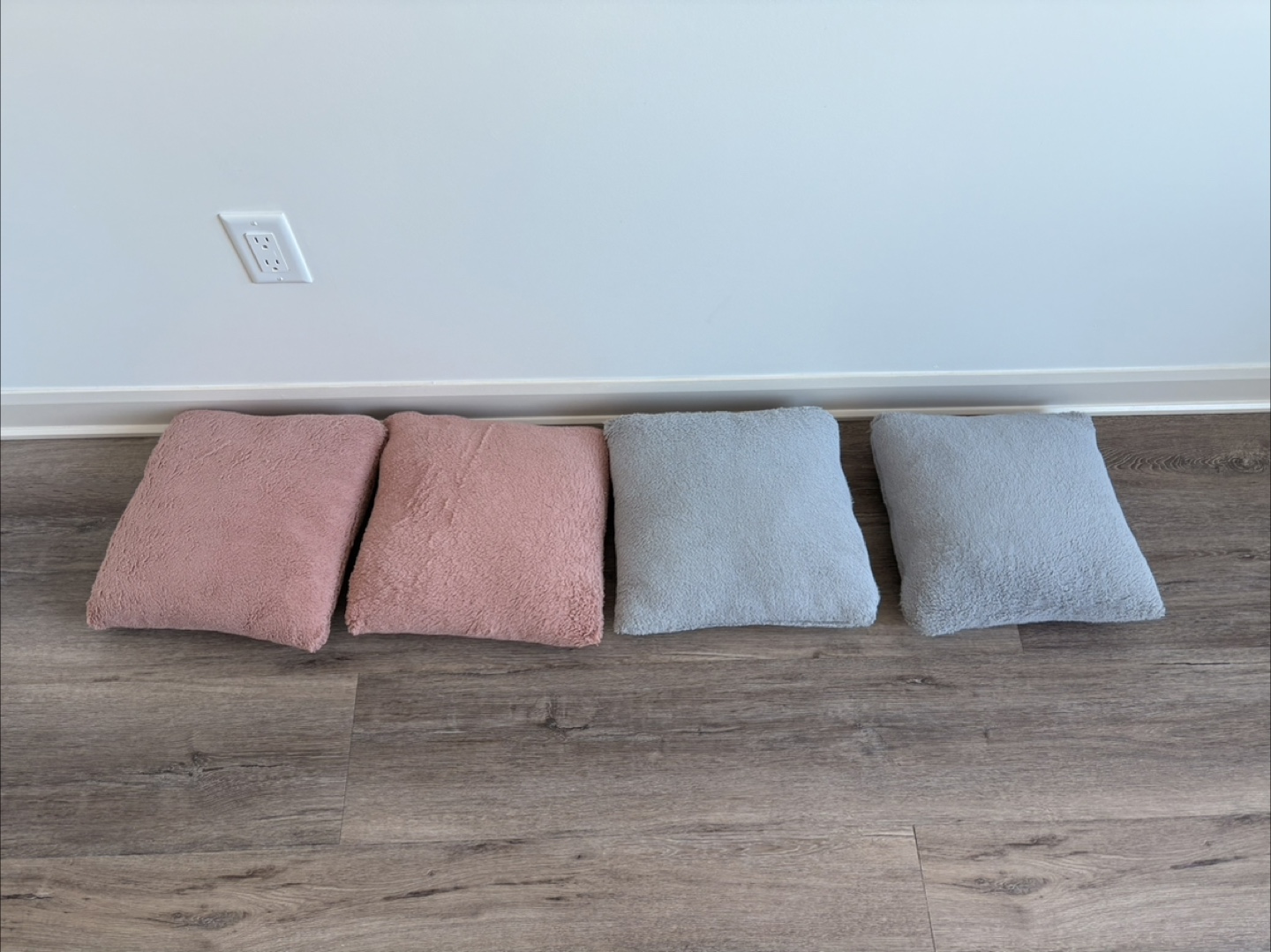 Four Throw Pillows - Pink and Grey