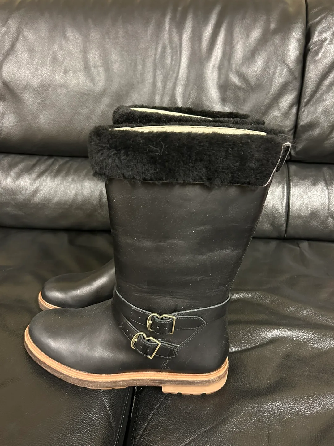 Timberland Black Leather Boots, Size 7 thumbnail