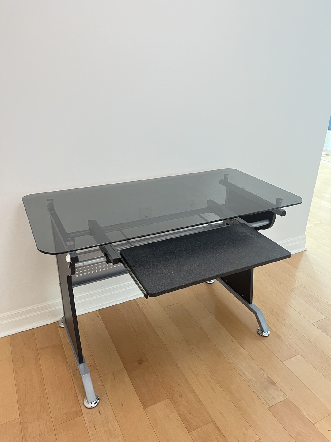 Glass desk with slide out table - photo 3