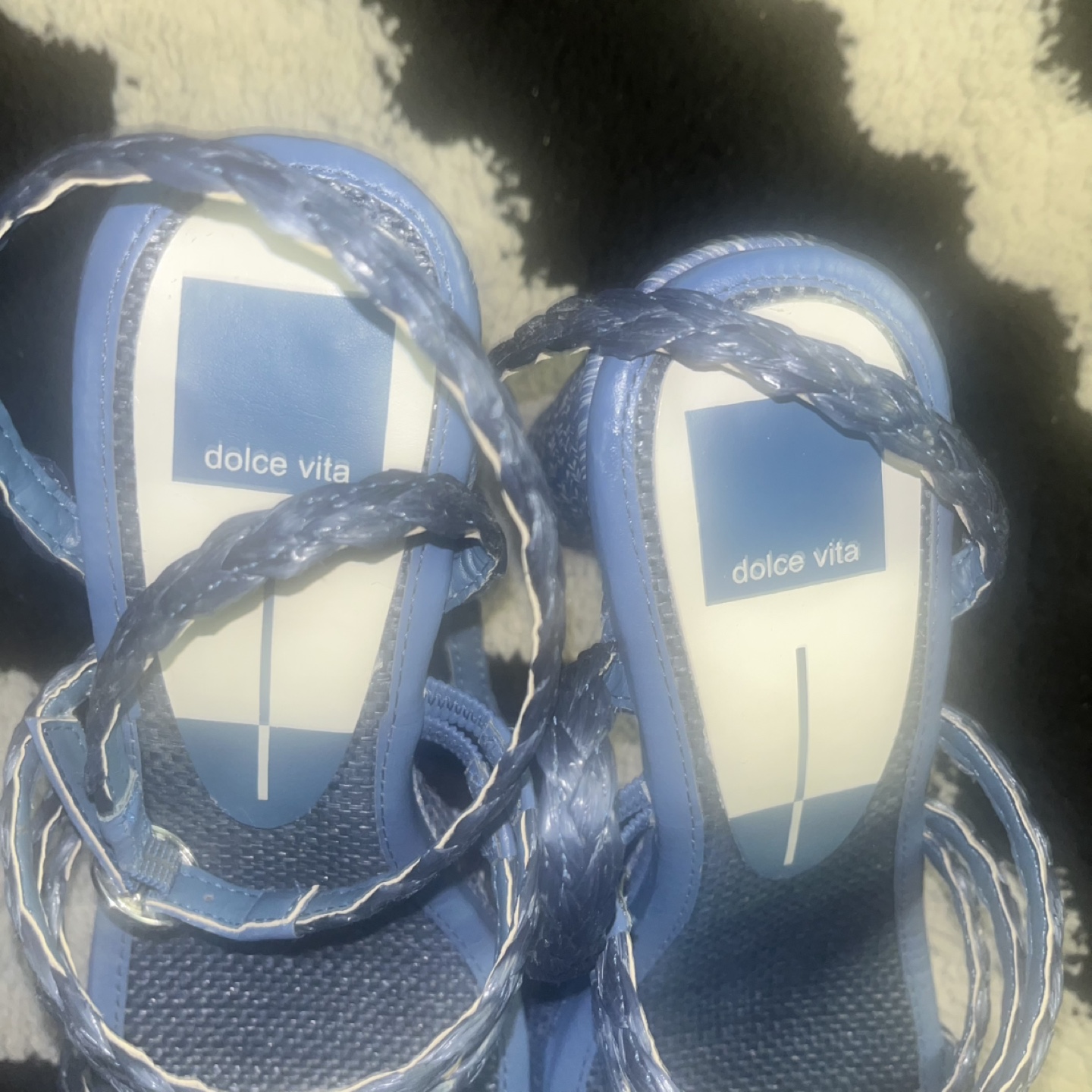 Dolce Vita Catina Blue Raffia Platform Heels - photo 5