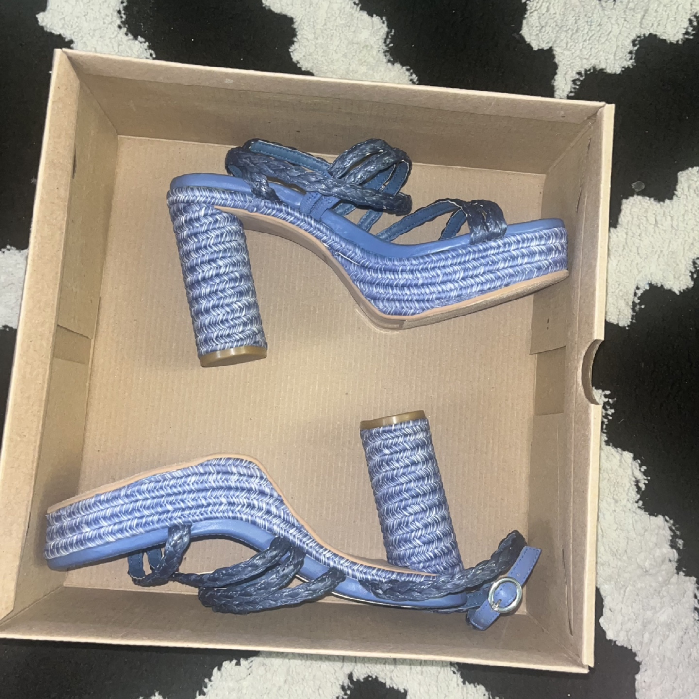 Dolce Vita Catina Blue Raffia Platform Heels - photo 2