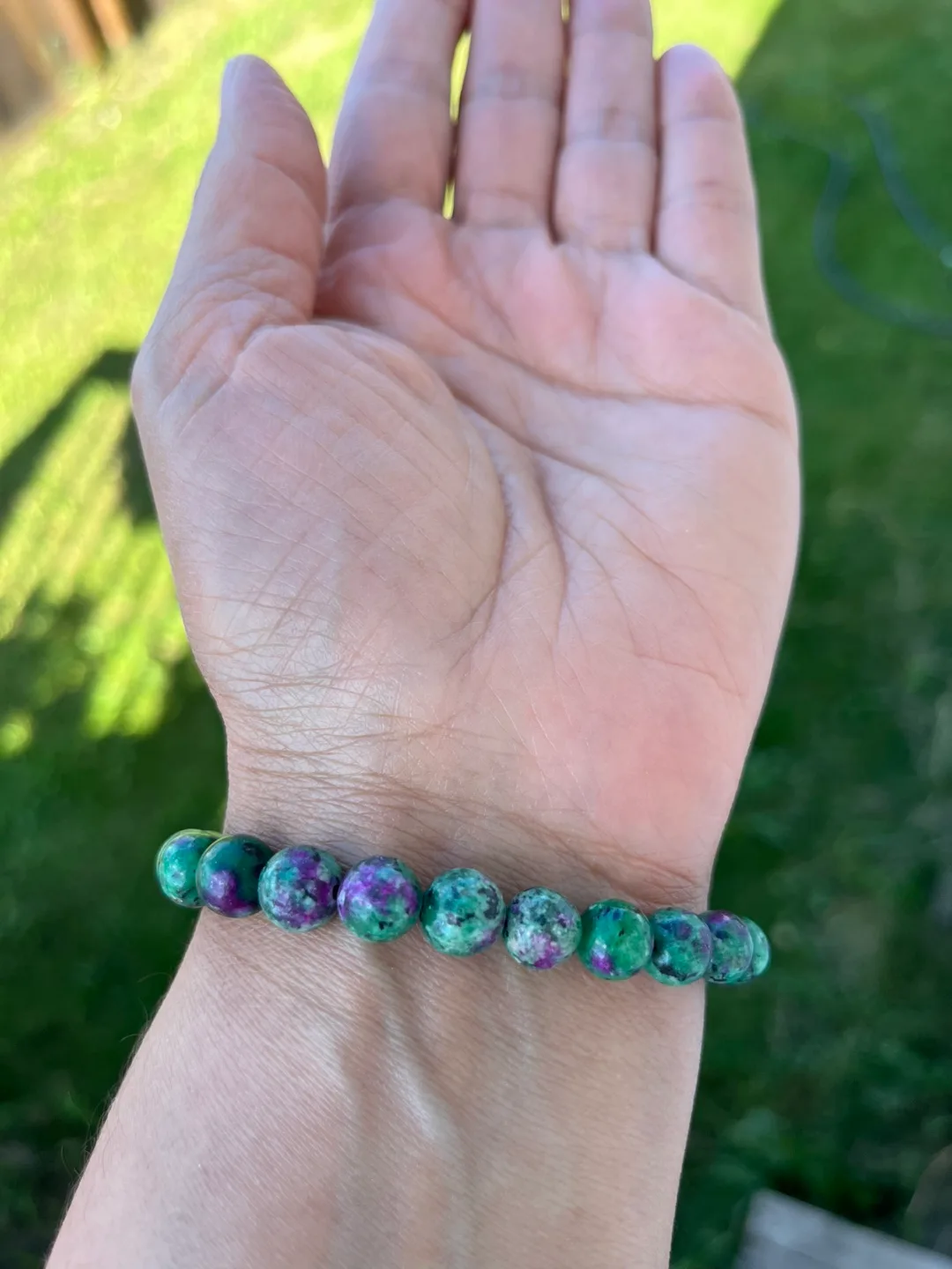 Natural stone  Bracelet - Green & Purple thumbnail