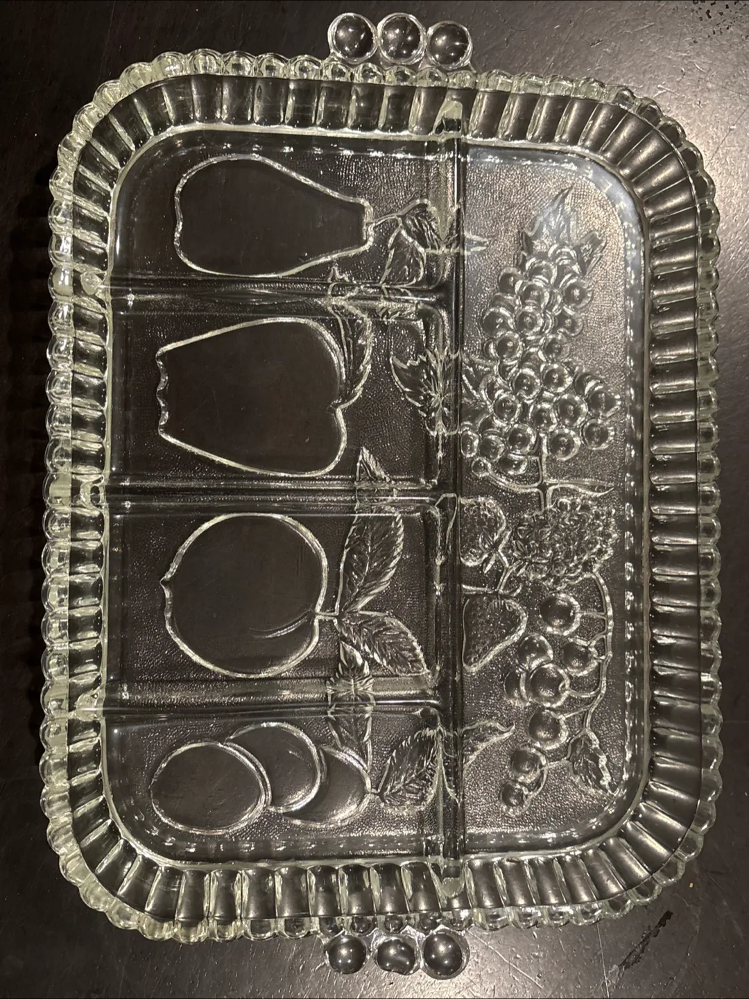 Vintage Clear Glass Divided Serving Tray thumbnail