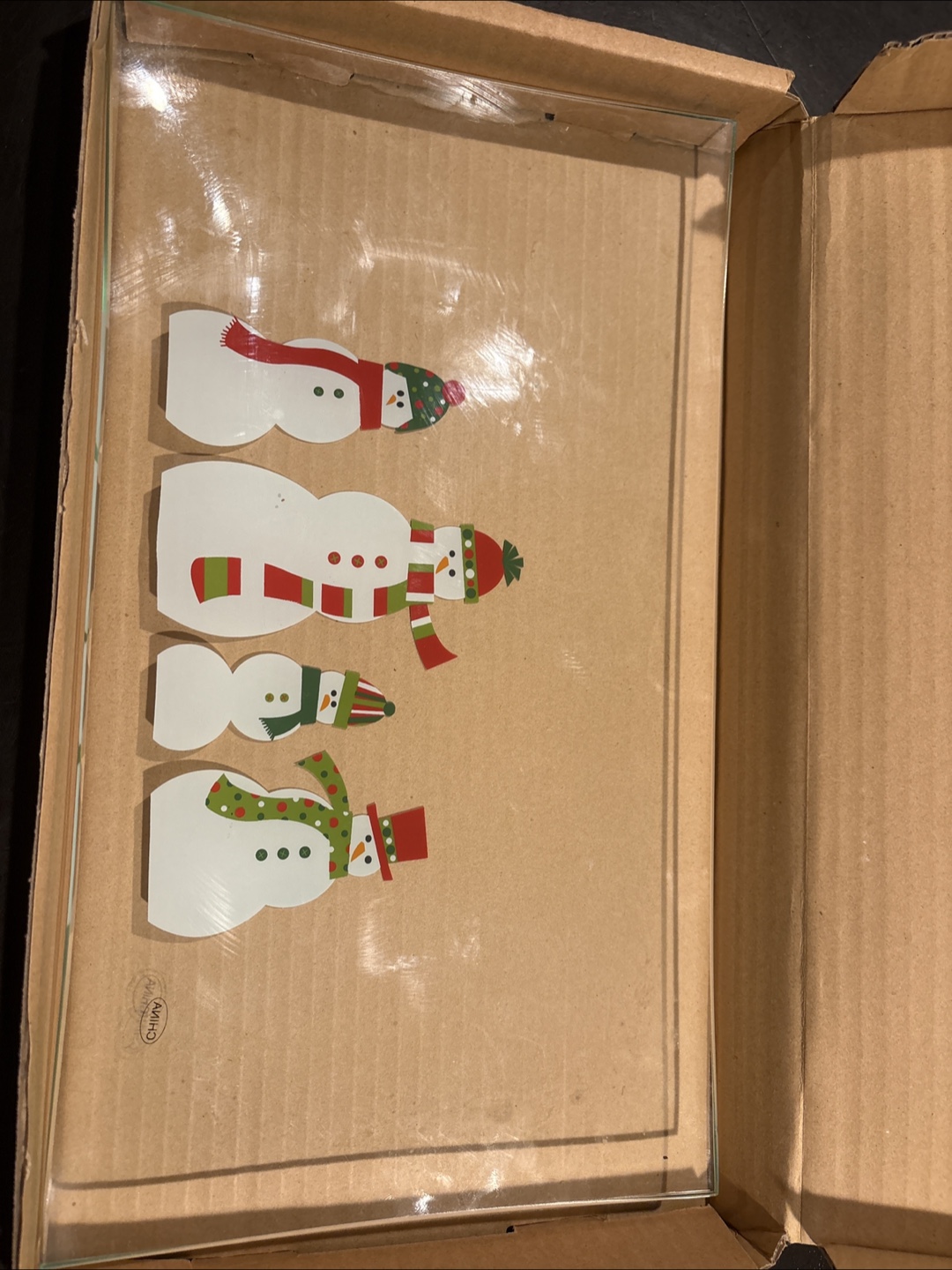 Snowman Glass Serving Tray