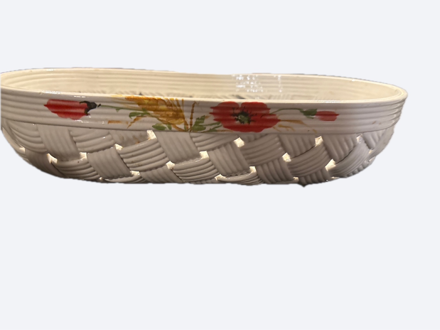 Floral Basketweave Ceramic Basket