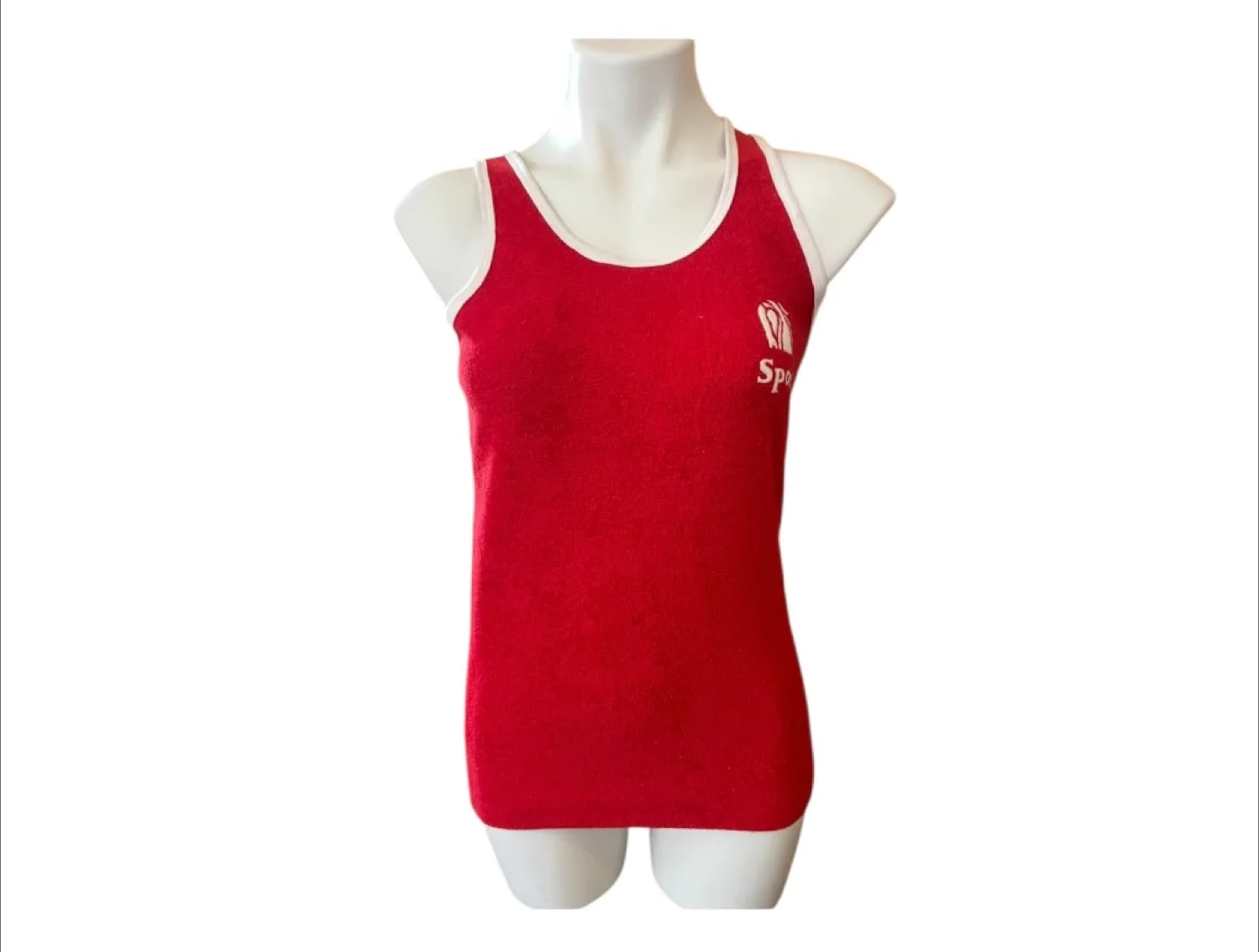 Vintage Authentic 80s Red Terrycloth Sports Tank S/M thumbnail