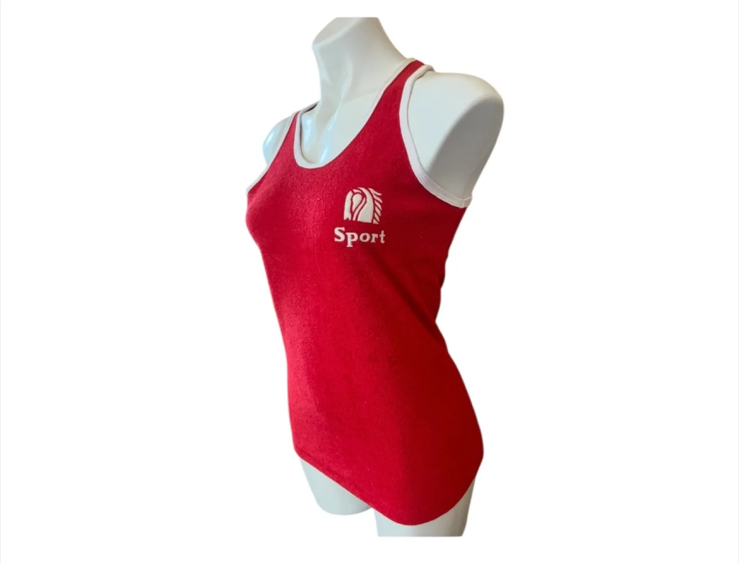 Vintage Authentic 80s Red Terrycloth Sports Tank S/M image indicator(2)