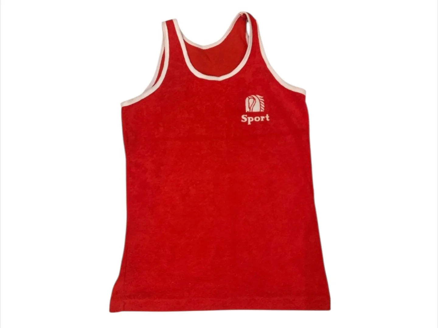 Vintage Authentic 80s Red Terrycloth Sports Tank S/M image indicator(5)