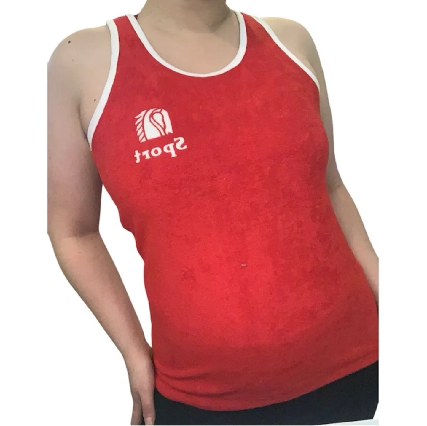 Vintage Authentic 80s Red Terrycloth Sports Tank S/M image indicator(7)