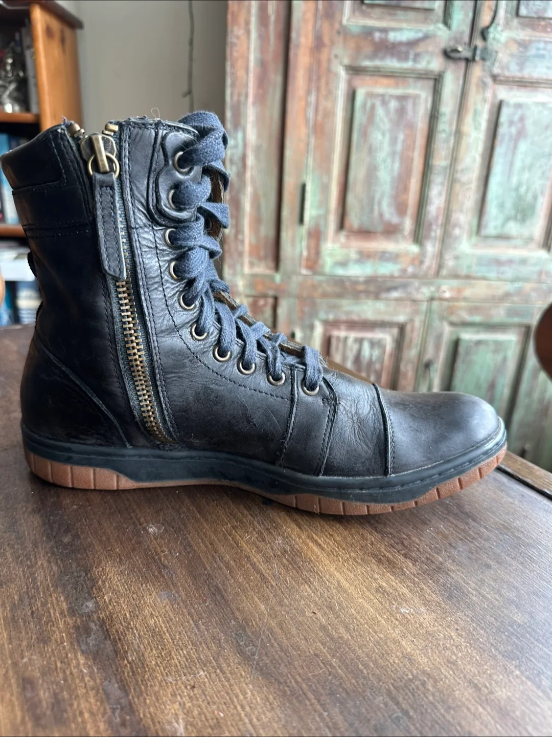 Diesel Black Leather “Basket Butch Zippy” Boots thumbnail
