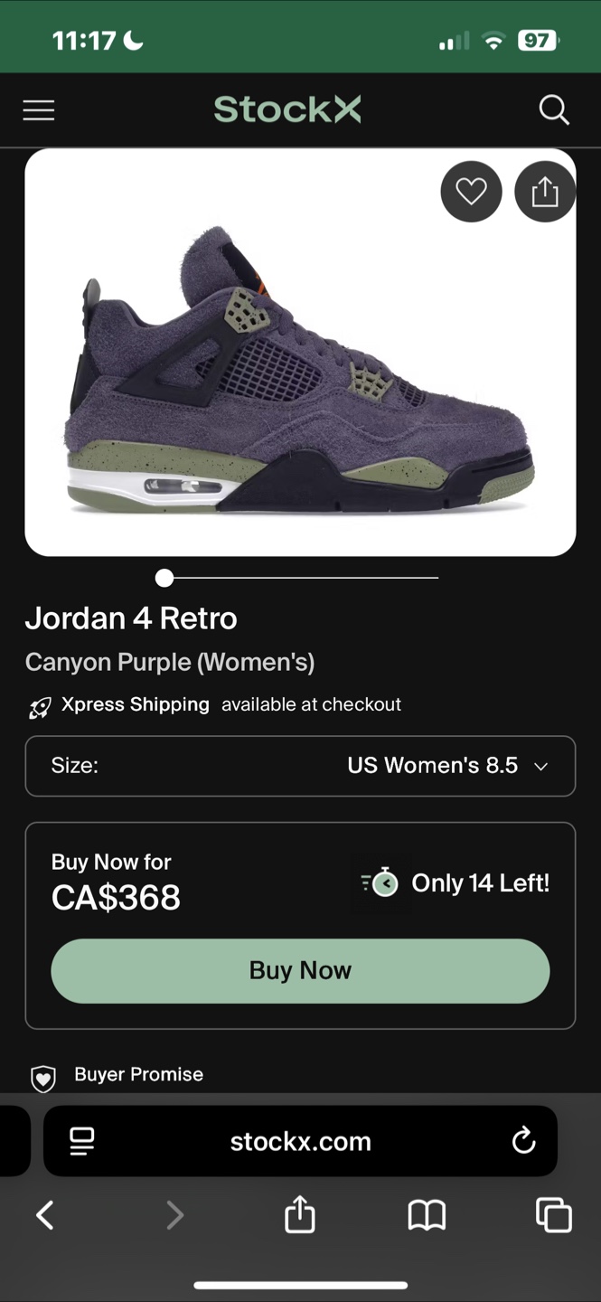 Jordan 4 Retro Canyon Purple (Women's) US 9 - photo 3
