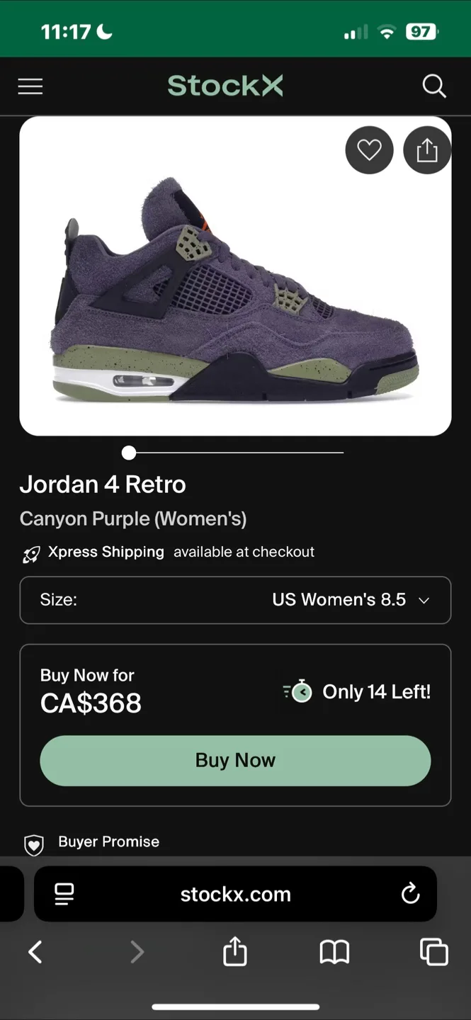 Jordan 4 Retro Canyon Purple (Women's) US 9 image indicator(3)