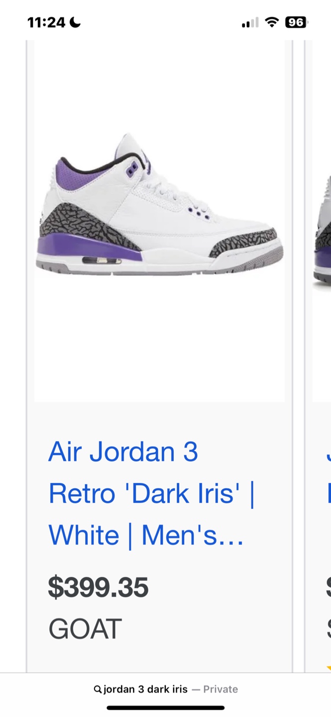 Air Jordan 3 Retro 'Dark Iris' White (Men's 9) - photo 4