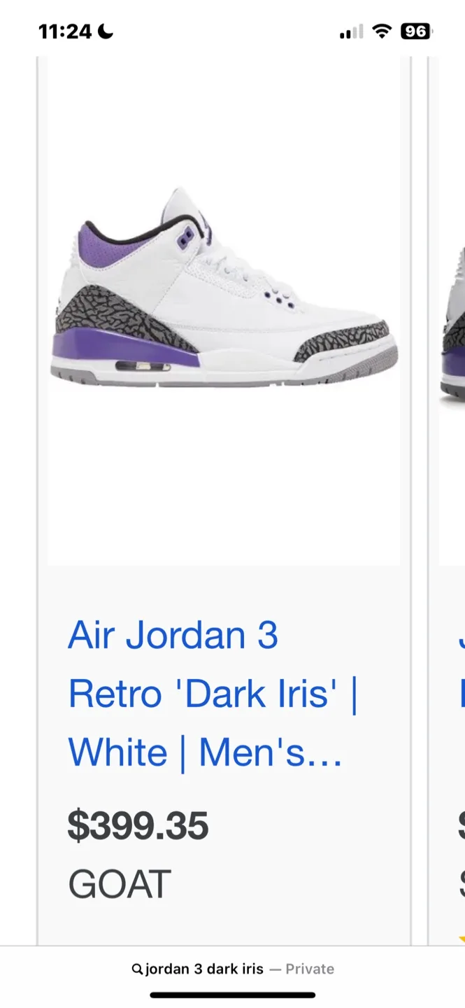 Air Jordan 3 Retro 'Dark Iris' White (Men's 9) image indicator(4)