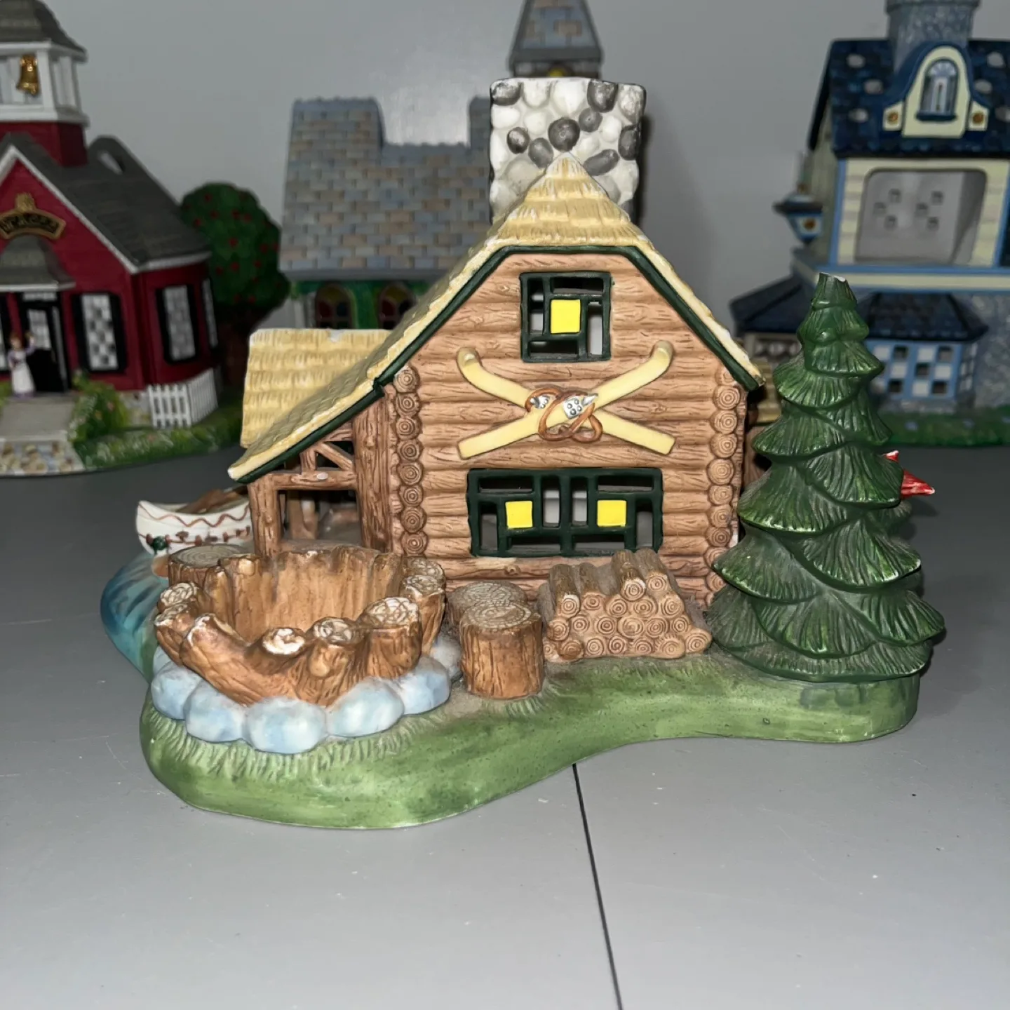 PartyLite Gone Fishing Log Cabin #1 Tealight Cabin thumbnail