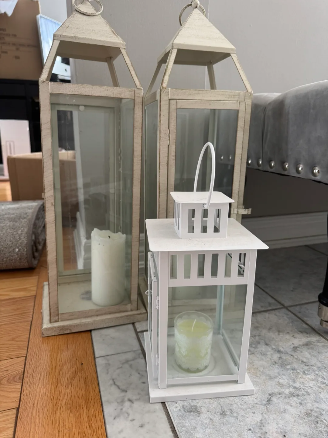 White Decorative Lanterns - Set of 3 thumbnail