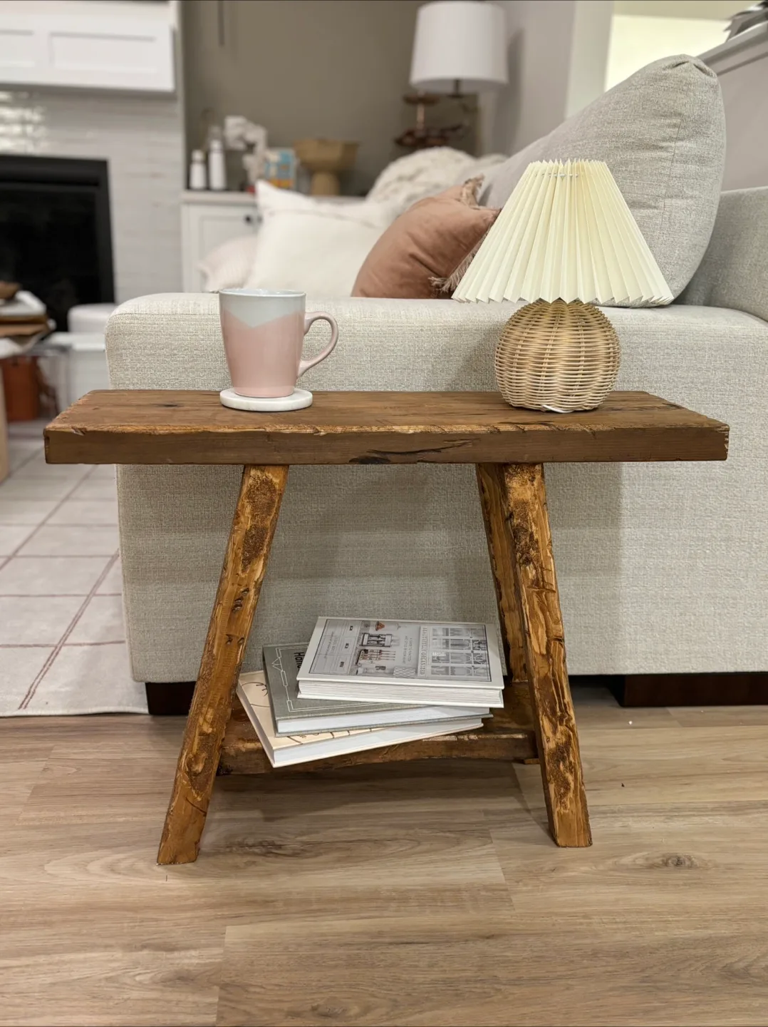 Rustic Wood Side Table thumbnail
