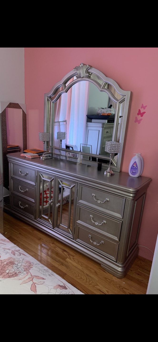 Silver Dresser with Mirror