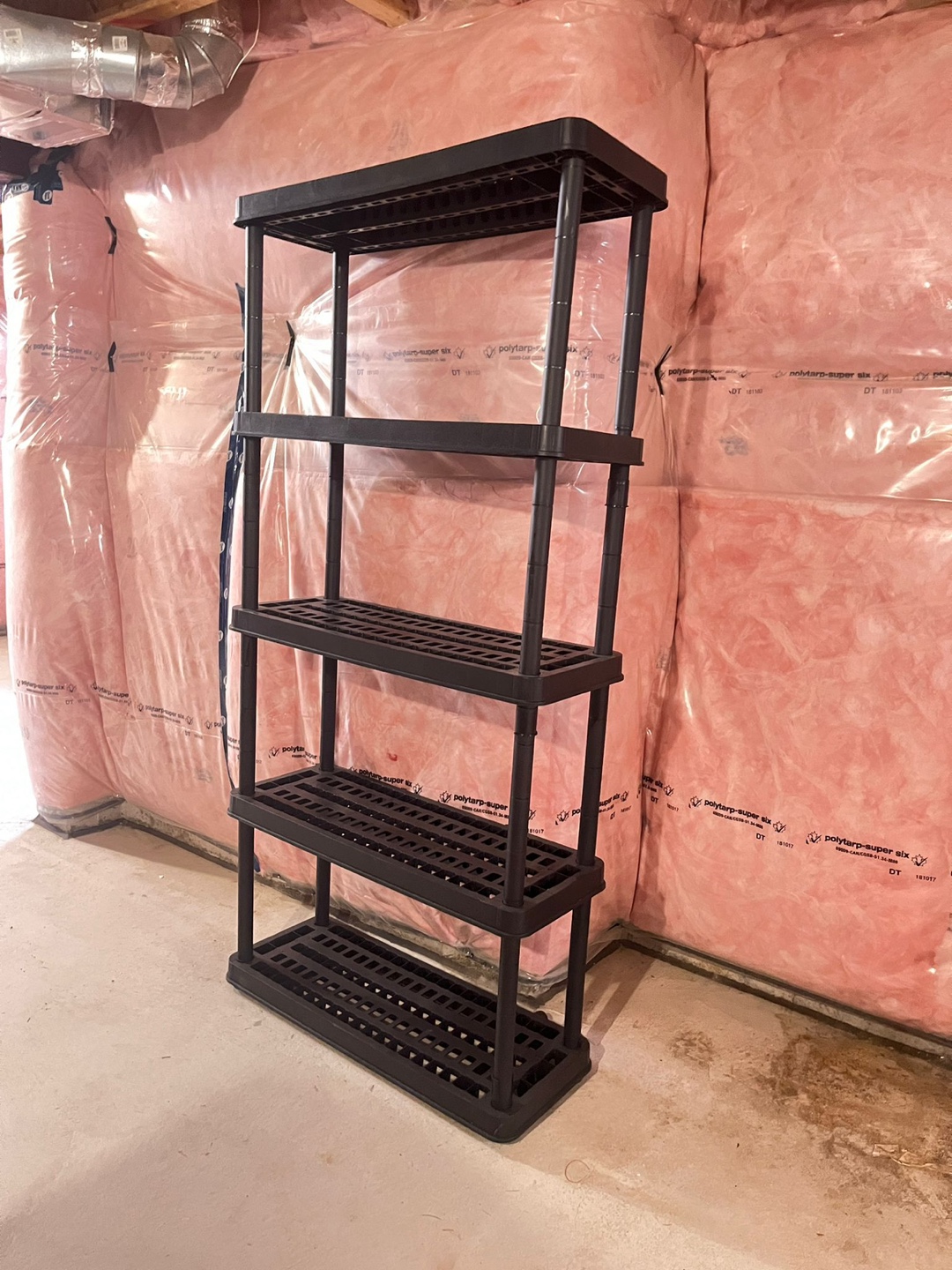 Black Plastic 4-Tier Shelving Unit