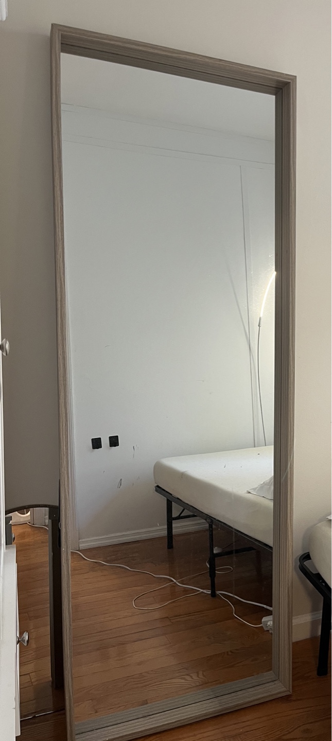 Full Length Mirror with Light Wood Frame