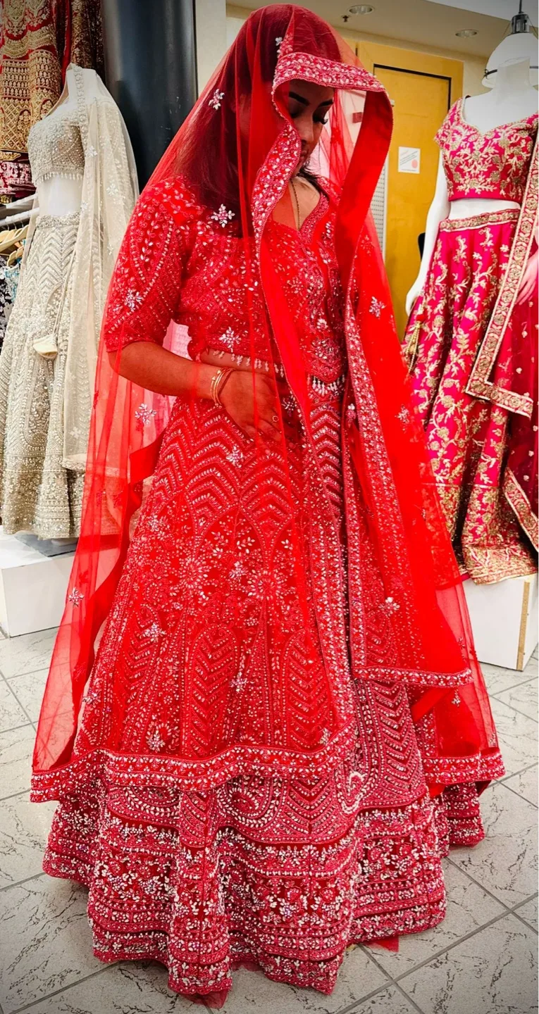 Red Lehenga Choli Set image indicator(2)
