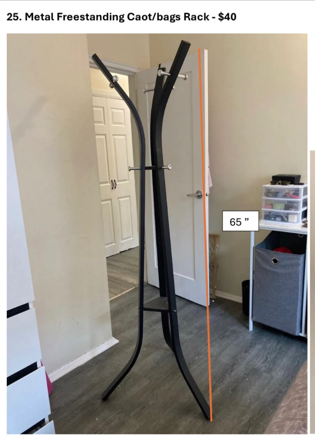 Metal Freestanding Coat/Bags Rack - Black thumbnail