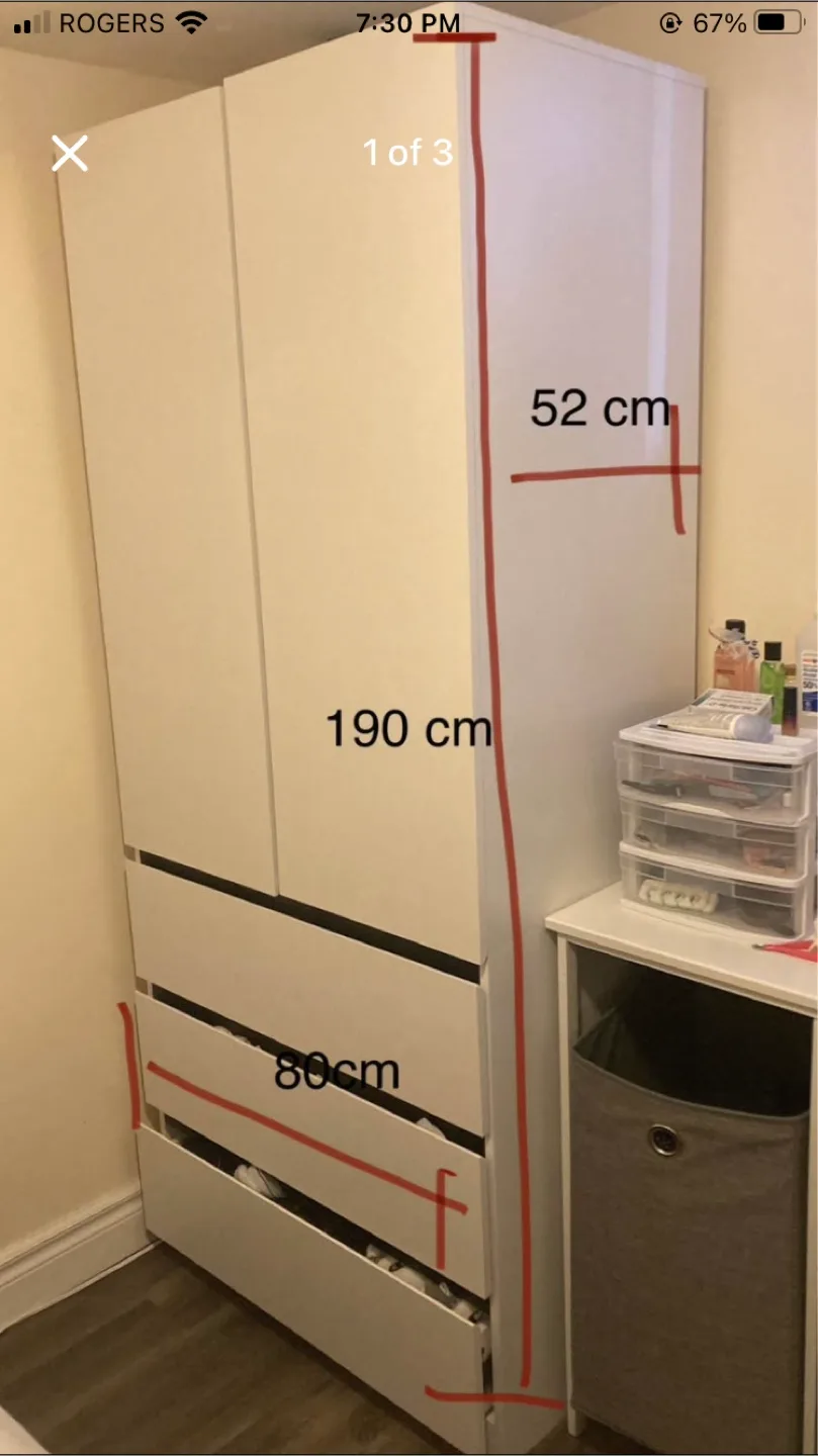 IKEA PAX Wardrobe - White - 190x80x52cm thumbnail