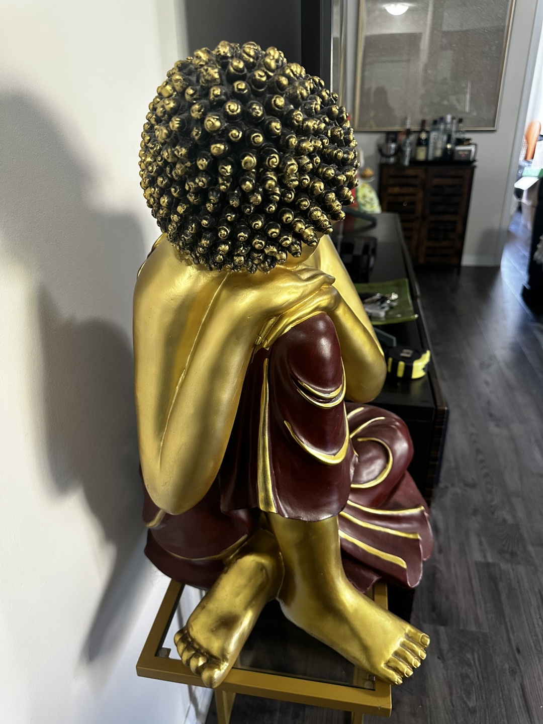 Large Seated Buddha Statue - Gold and Burgundy - photo 3