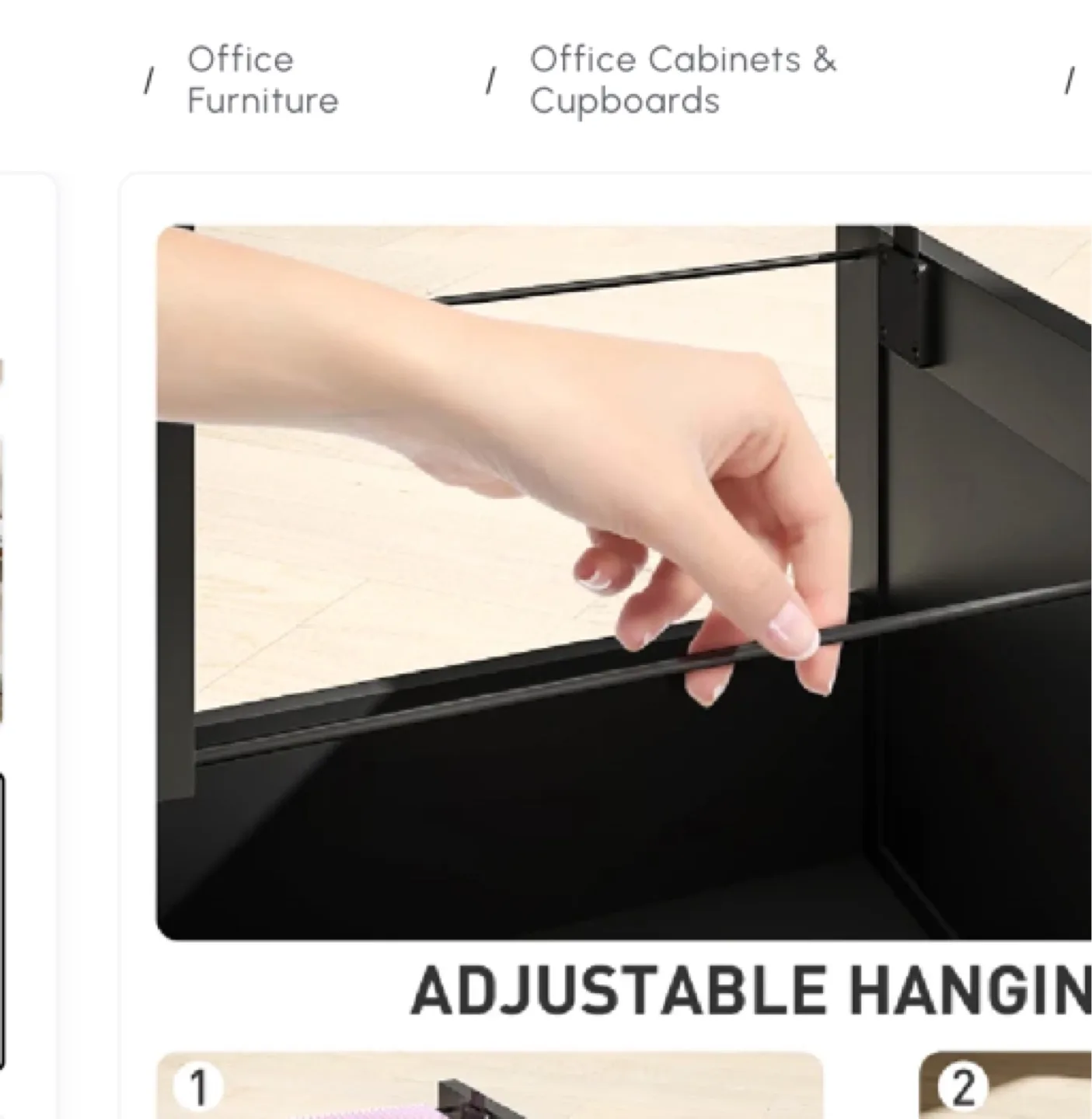 HOMCOM 3 Drawer Filing Cabinet with Lock, Black image indicator(5)