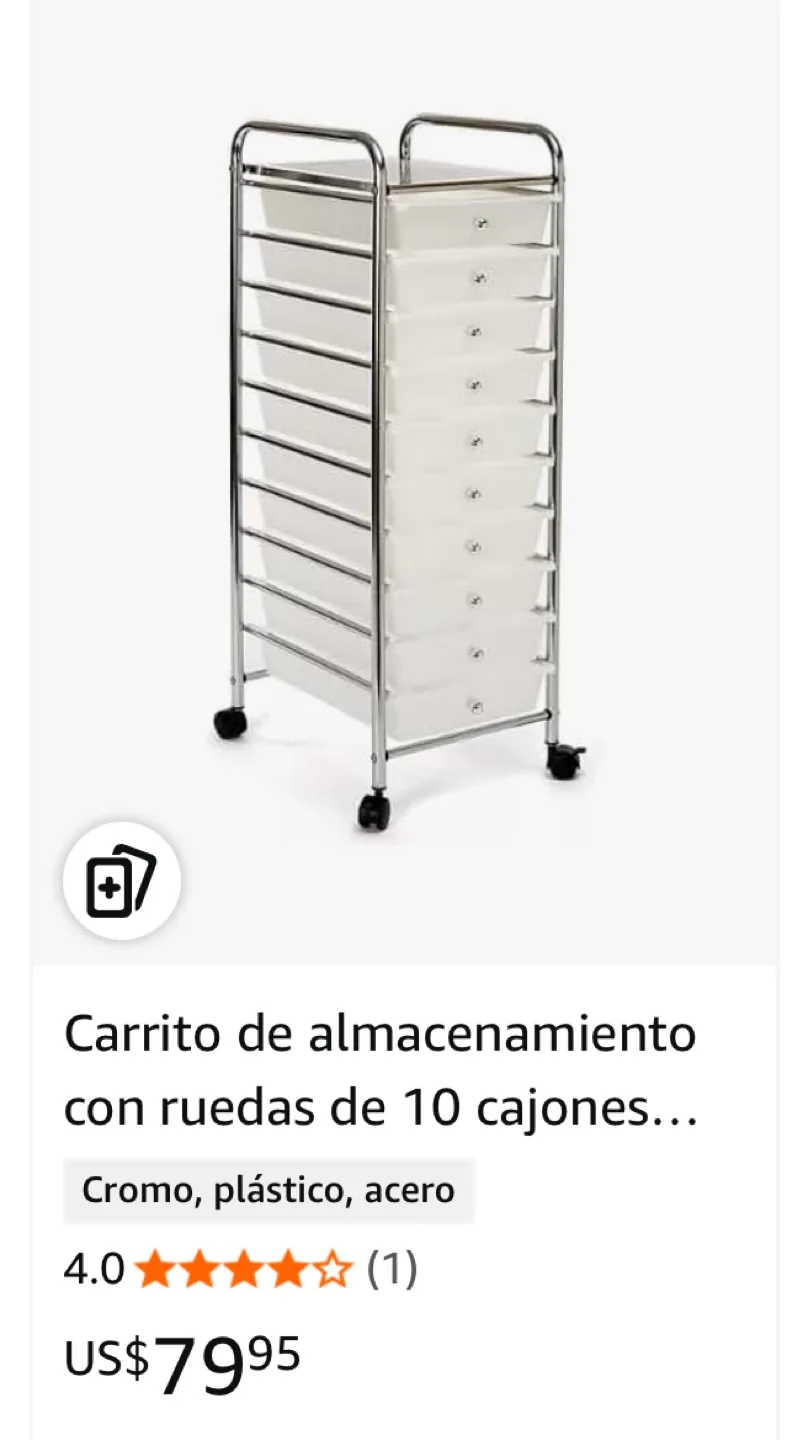 Huntington Home 10 Drawer Rolling Storage Cart image indicator(5)