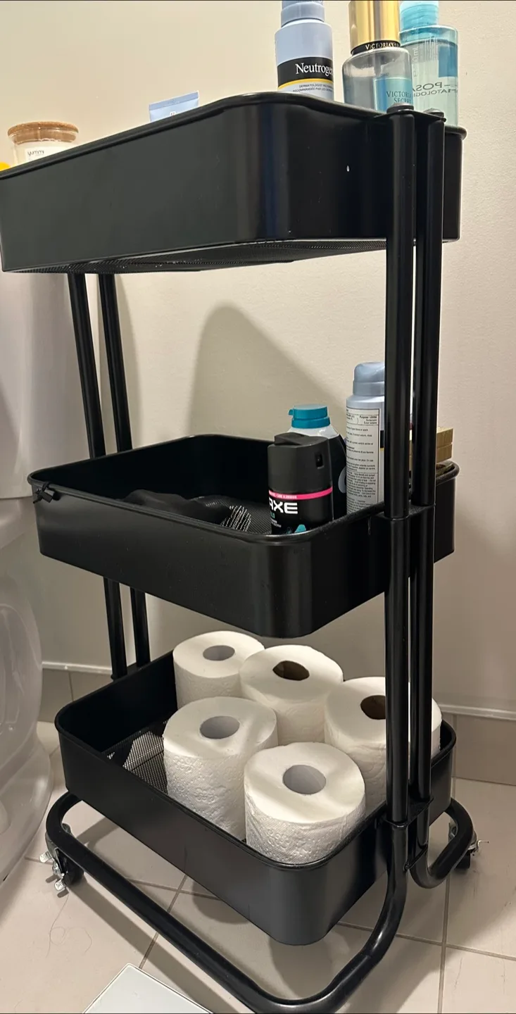 Black 3-Tier Rolling Cart image indicator(2)