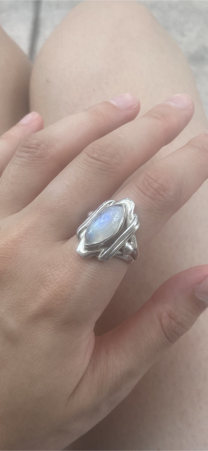Handcrafted Sterling silver moonstone ring size 5