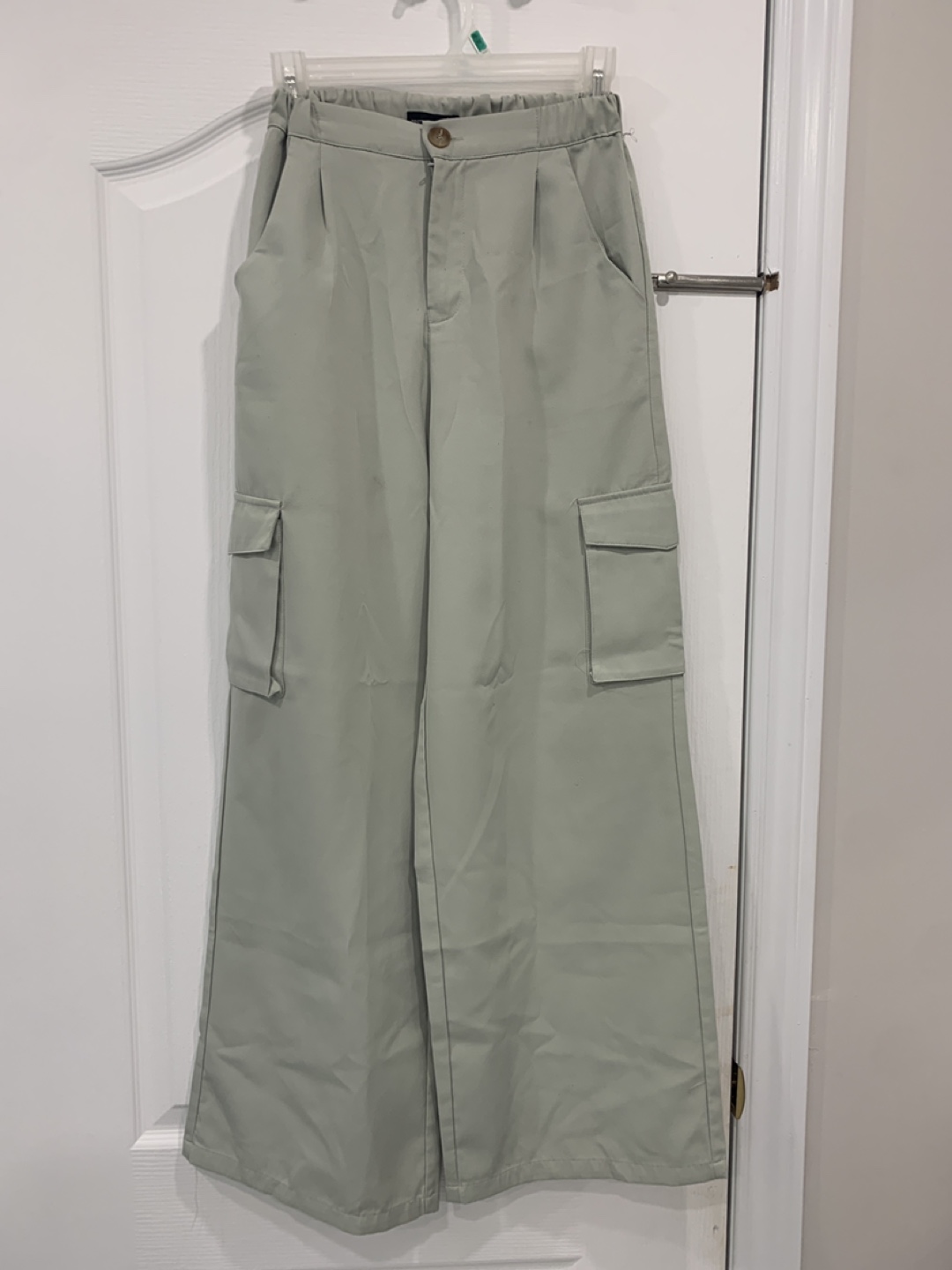 Wide Leg Cargo Pants - Sage Green