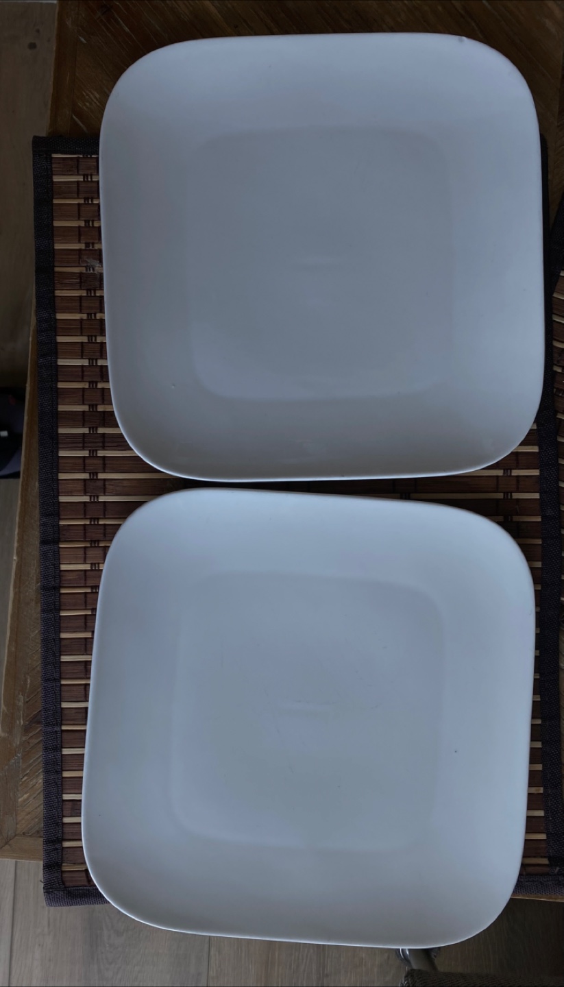 Porcelain Square White Plates - Set of 2 in $4