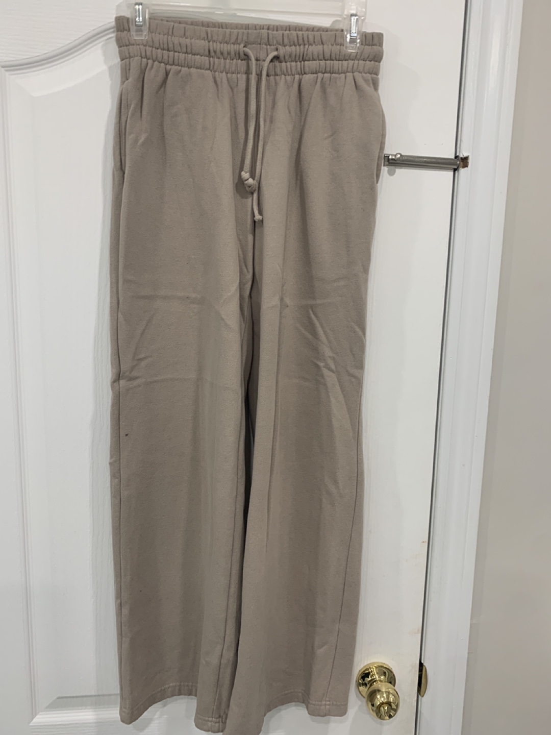 Beige Wide Leg Sweatpants