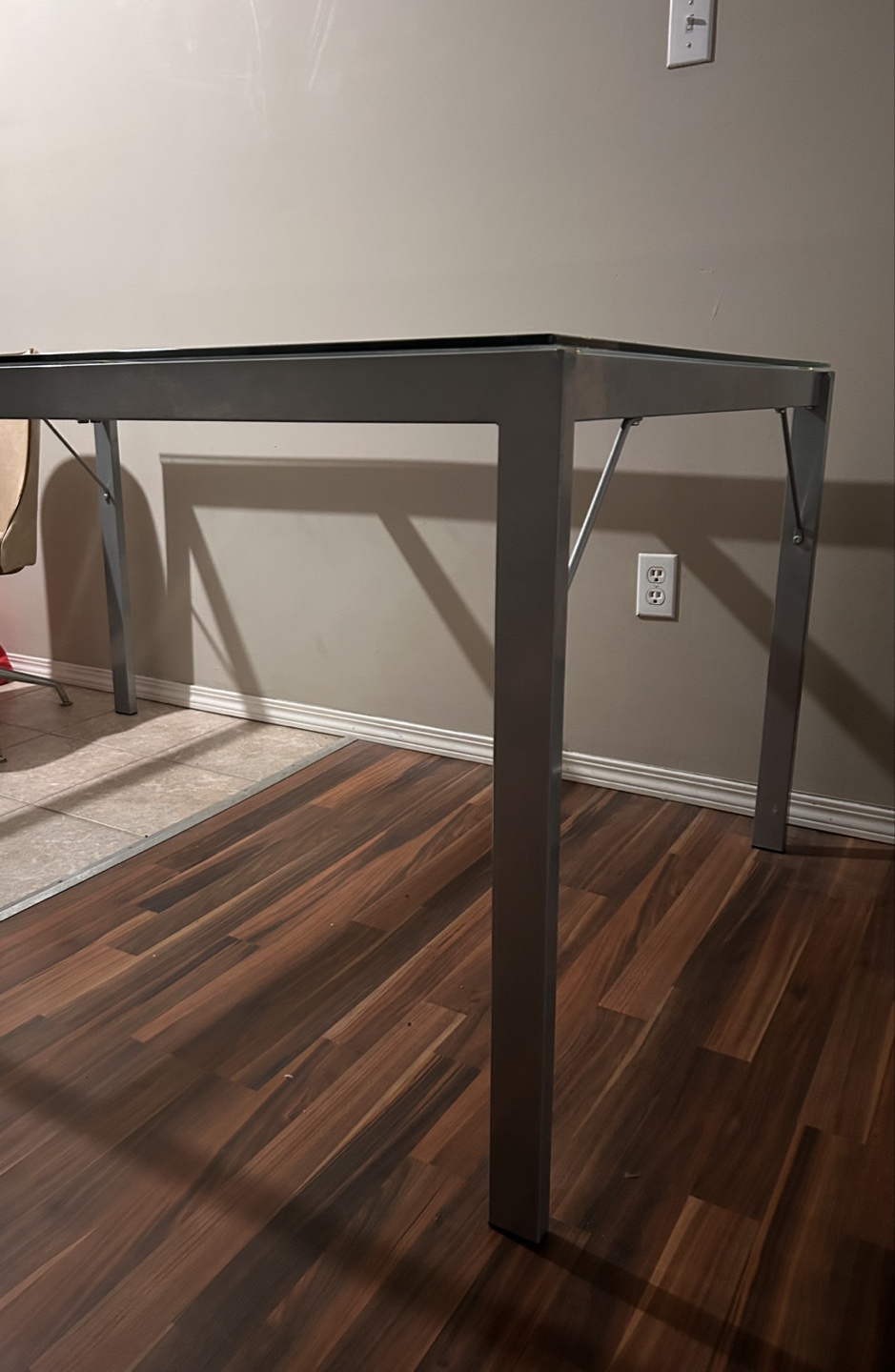Glass Top Dining Table - Silver Frame - photo 2