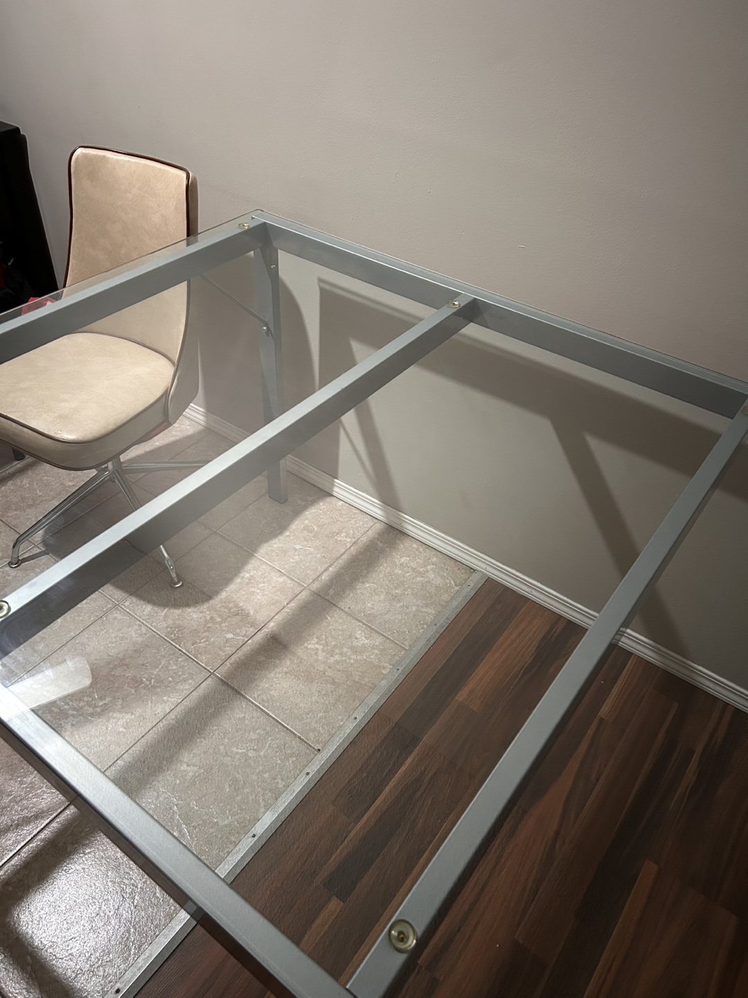 Glass Top Dining Table - Silver Frame - photo 3