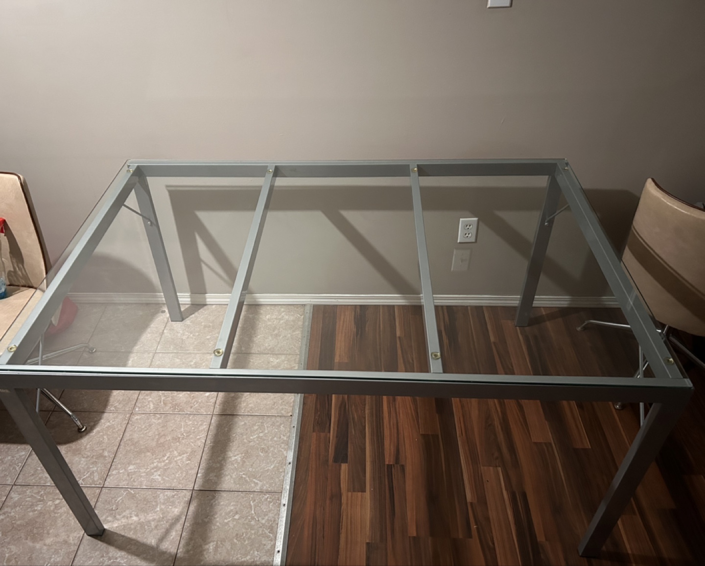 Glass Top Dining Table - Silver Frame