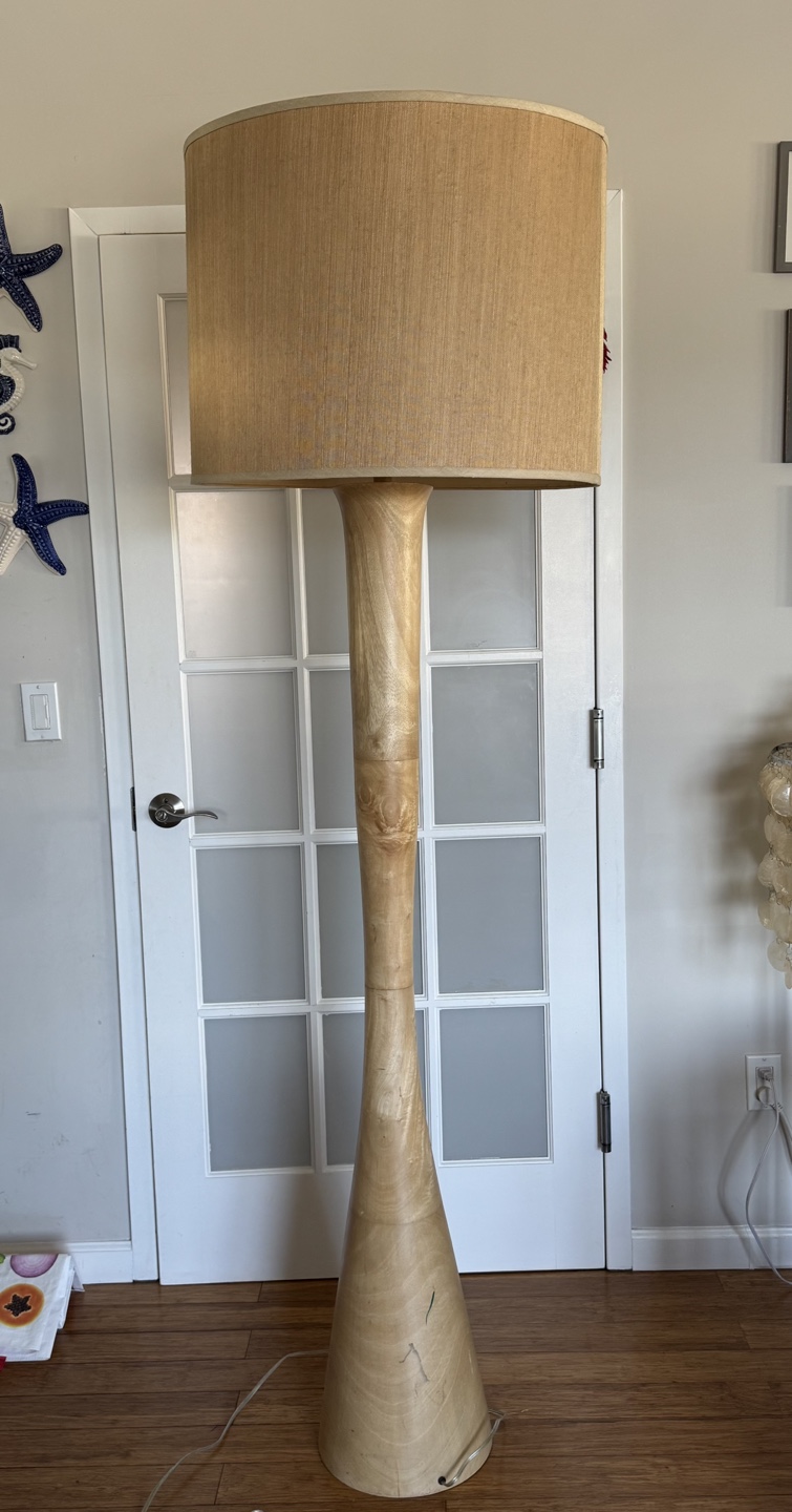 Wood Floor Lamp with Tan Shade