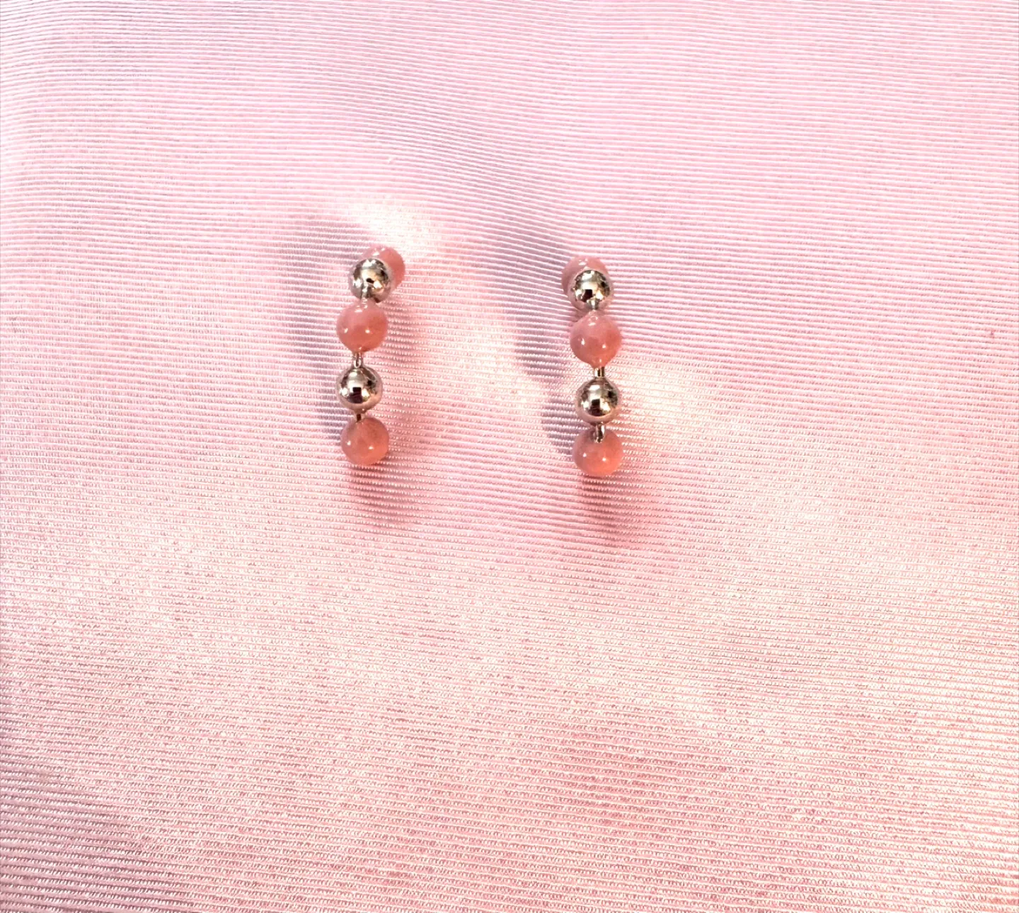 White Gold dipped, Crescent hoop Earrings hand enameled Blush thumbnail